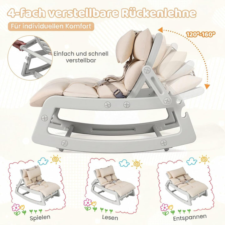 COSTWAY 2 in 1 Babywippe, Baby Schaukelstuhl mit verstellbarer Rücklehne, waschbarem Kissen &amp; Sicher
