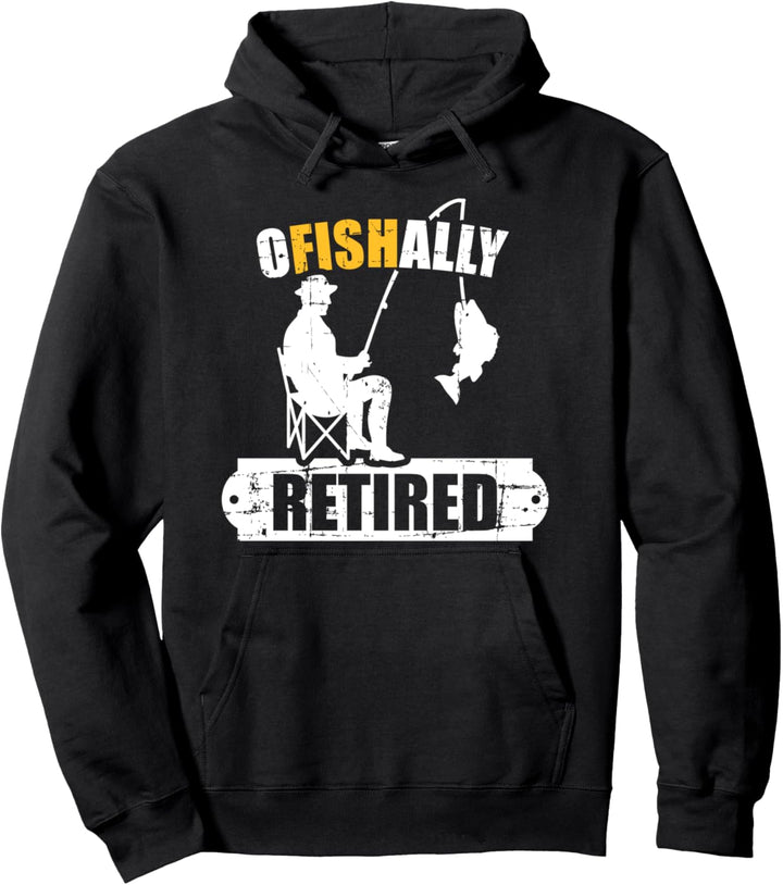 Angeln retired Rentner Opa Pullover Hoodie