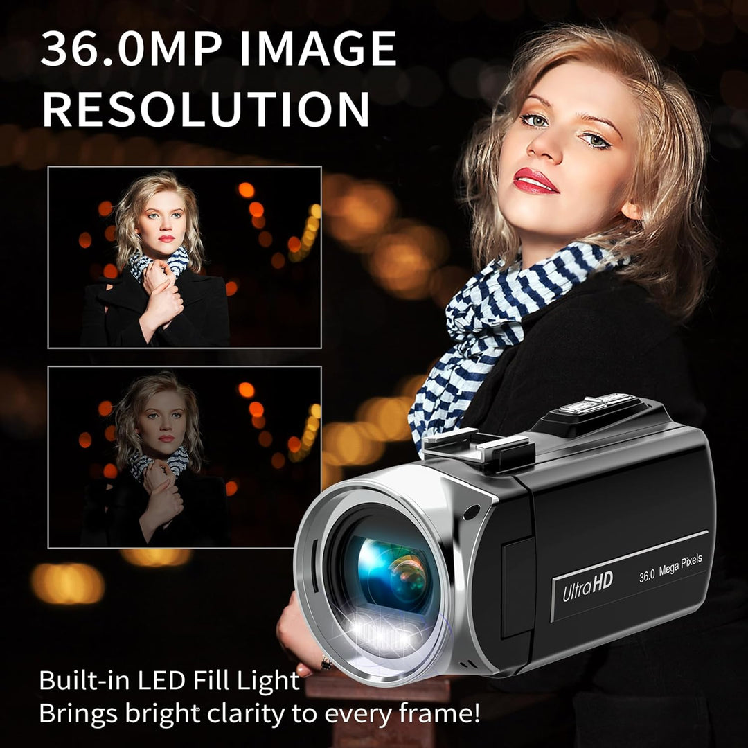 Caméscope vidéo 4K 36 MP Vlogging Caméra Pour Appareil Photo numérique YouTube 30 FPS 3,0 '' 270 ° A
