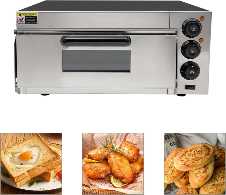 2000W Pizzaofen Schwarz Single-Layer Moderner Elektrischer Arbeitsplattenofen EU-Standard Backofen 2