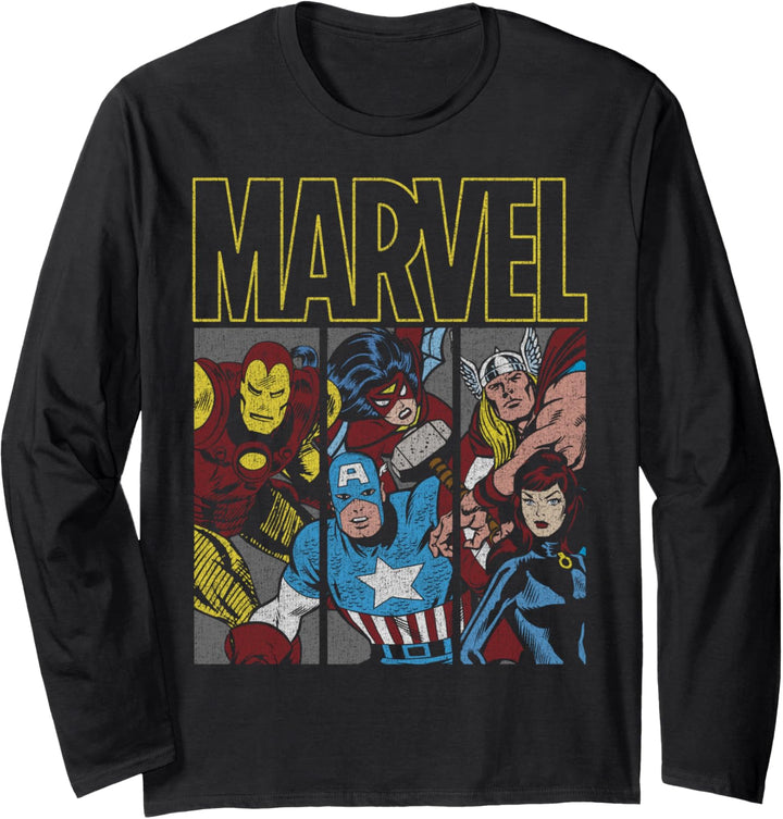Marvel Avengers Panels Logo Langarmshirt