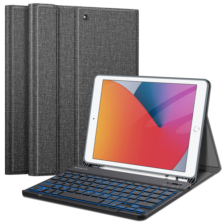 Fintie Hülle mit Tastatur für iPad 9. / 8. / 7. Generation (10.2 Zoll, 2021/2020/2019), Beleuchtete