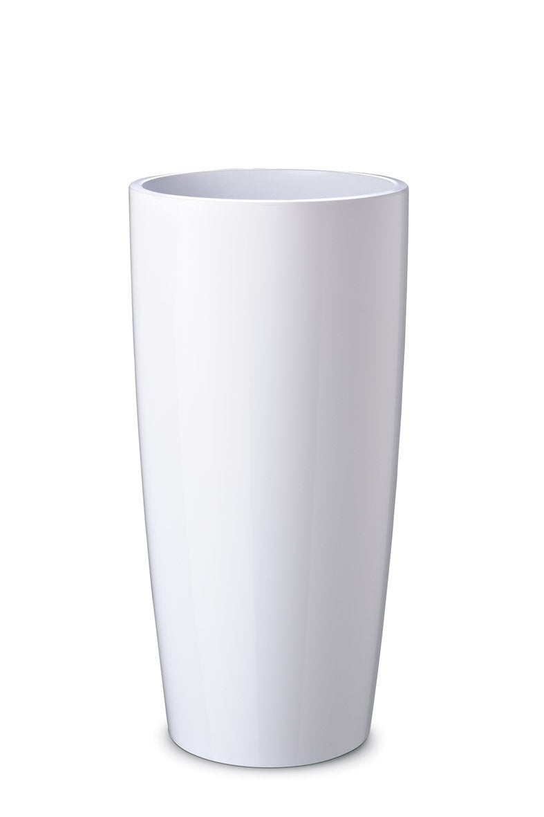 Floralo e. K. Pflanztopf Teramo rund, hochglänzend (Weiss, 52 cm hoch x 25 cm) mit herausnehmbarem P