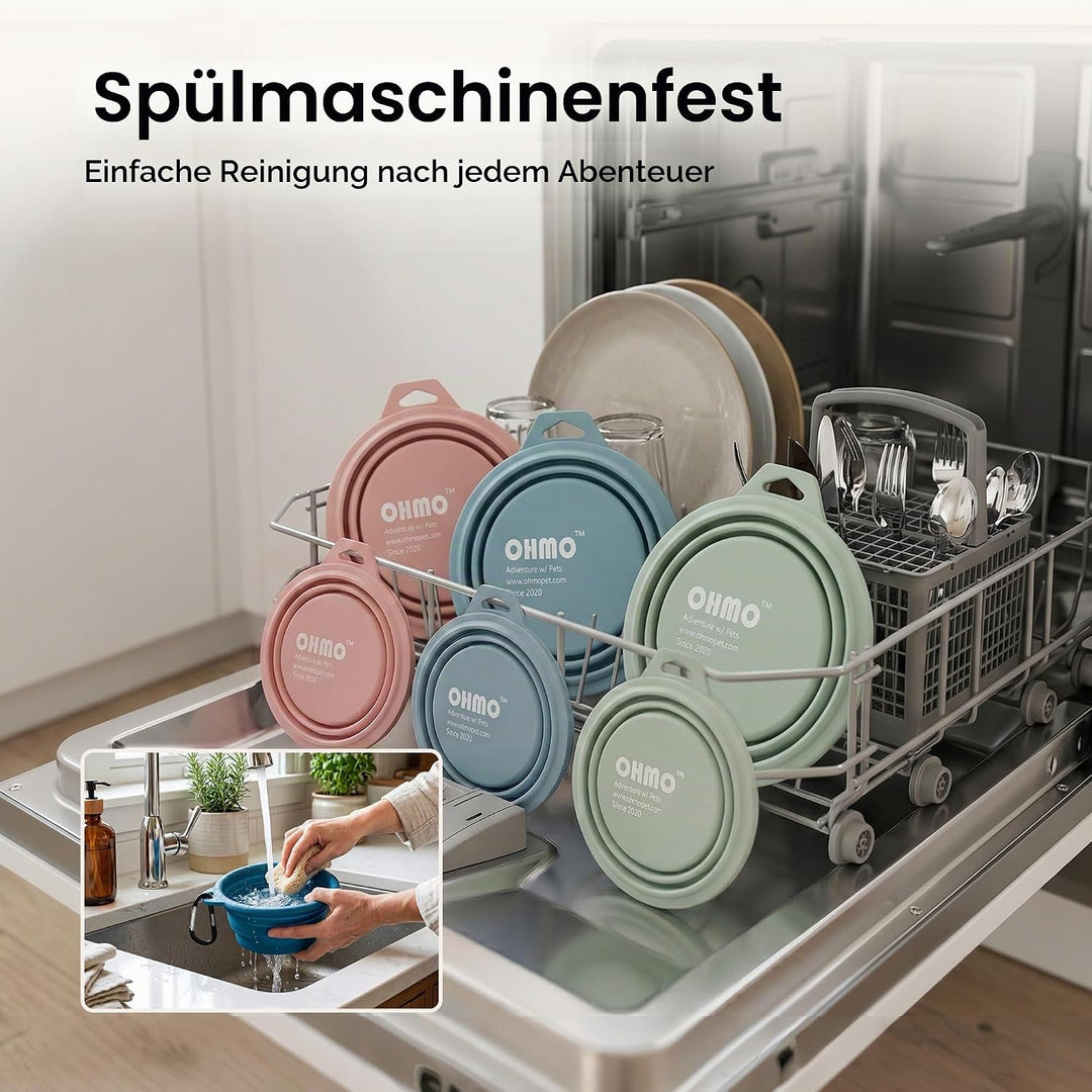 OHMO Hundenapf Faltbar 800ml für mittelgrosse bis grosse Haustiere, Reisenapf Hund Tragbarer Trinkna
