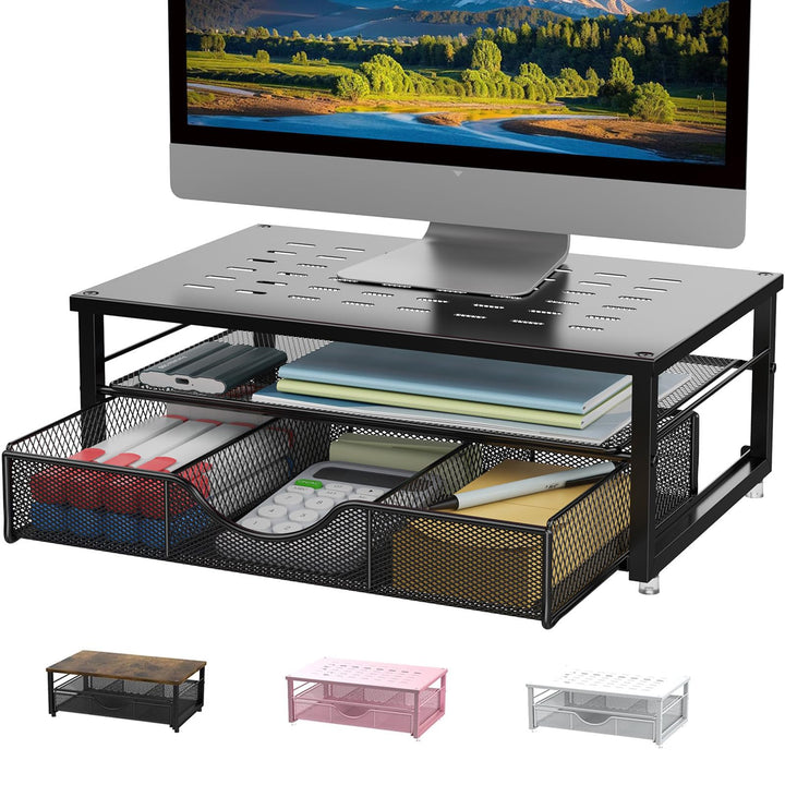 Computer-Monitorständer, Schreibtisch-Organizer mit Schublade, Schreibtischzubehör &amp; Desktop-Aufbewa