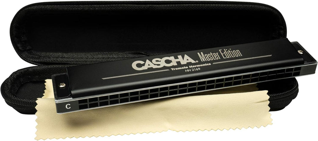CASCHA Master Edition Tremolo-Mundharmonika, 24 Löcher, C-Dur, inklusive Soft-Case und Pflegetuch, P