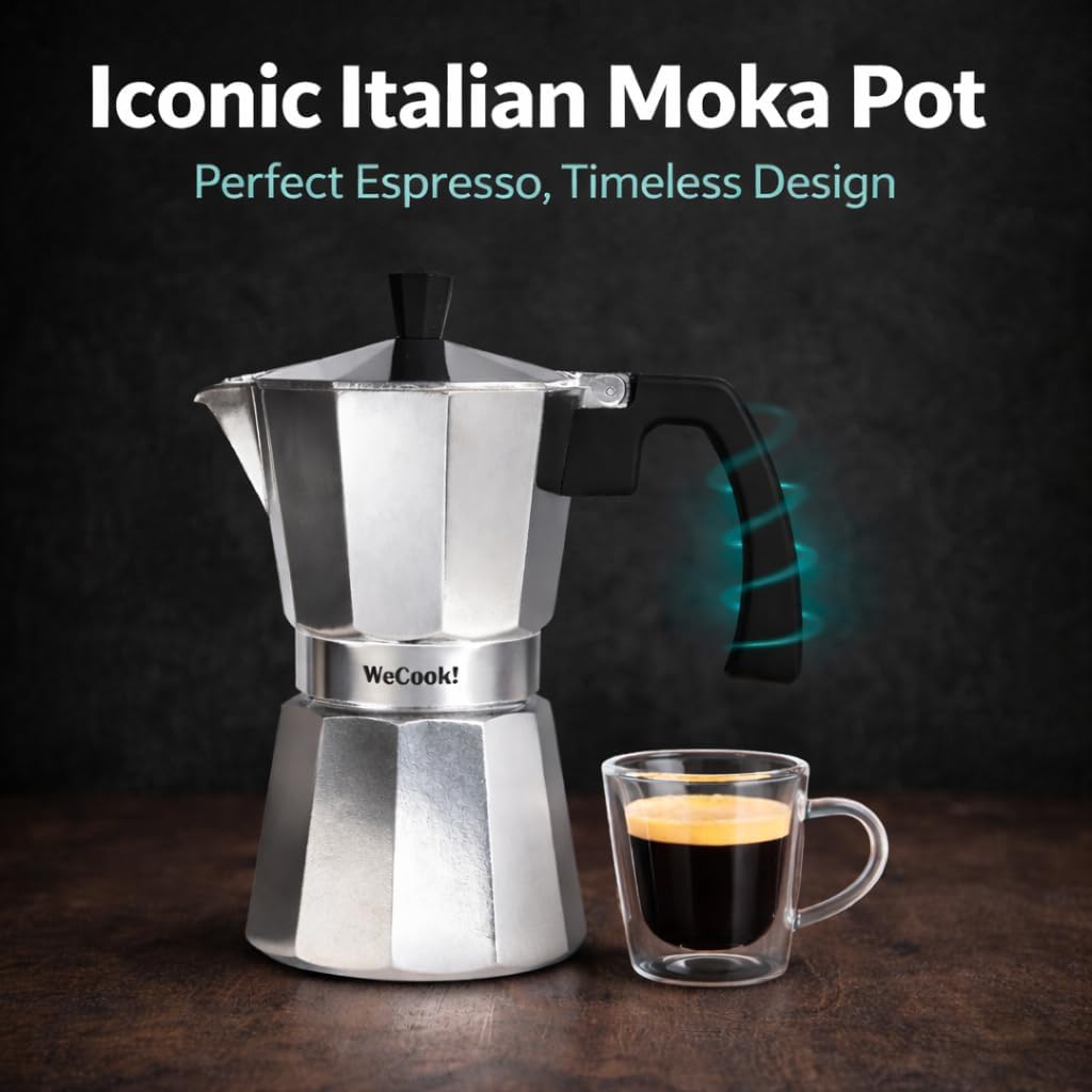 WECOOK! Paola – Espressokocher Aluminium 3 Tassen | Geeignet für Gas-, Elektro- und Glaskeramikherde