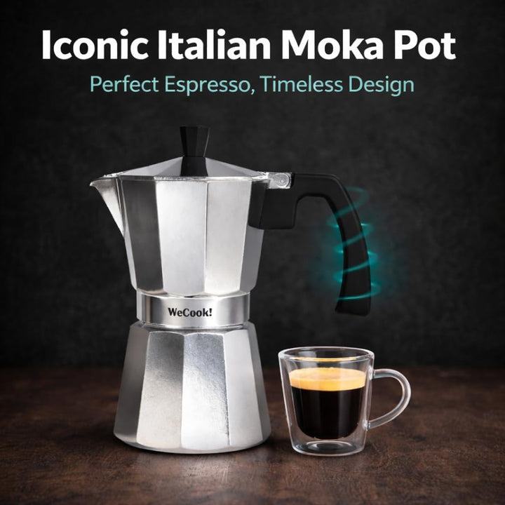 WECOOK! Paola – Espressokocher Aluminium 3 Tassen | Geeignet für Gas-, Elektro- und Glaskeramikherde