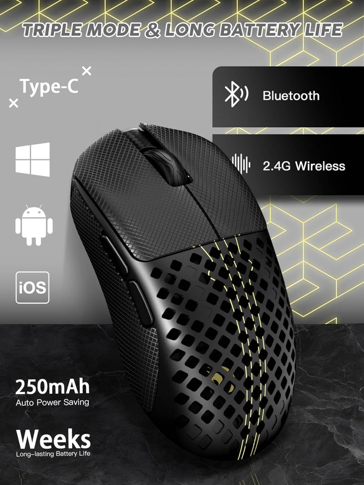 MAMBASNAKE M2 Ultra-Lightweight Wireless Gaming Mouse, PAW3395PRO Sensor 40000 DPI, 41g Carbon Fiber