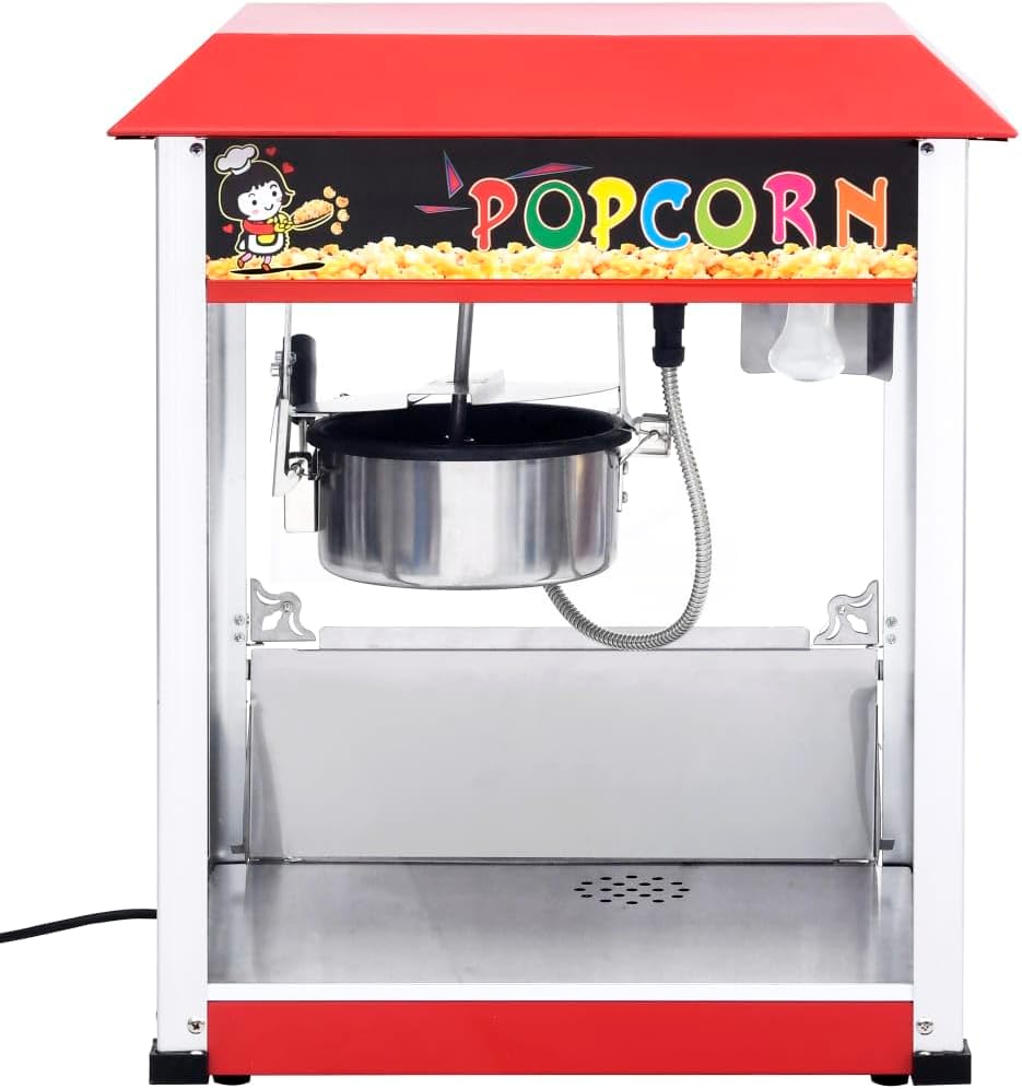 Popcornmaschine mit Teflon-Kochtopf 1400 W für Heimkino, Party, Kinoabend, mit Edelstahlkessel, 2,7