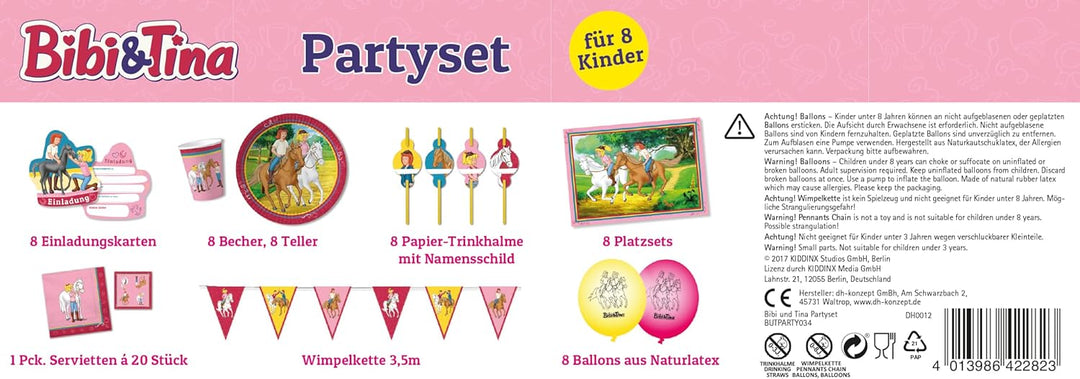 Partybox Bibi und Tina 69 Teile // Kindergeburtstag Bibi und Tina Dekoration