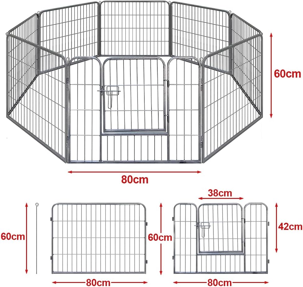 Qianruida Welpenlaufstall Welpenauslauf 60 cm Hoch Hundelaufstall Für drinnen und draussen 8-Stück 8
