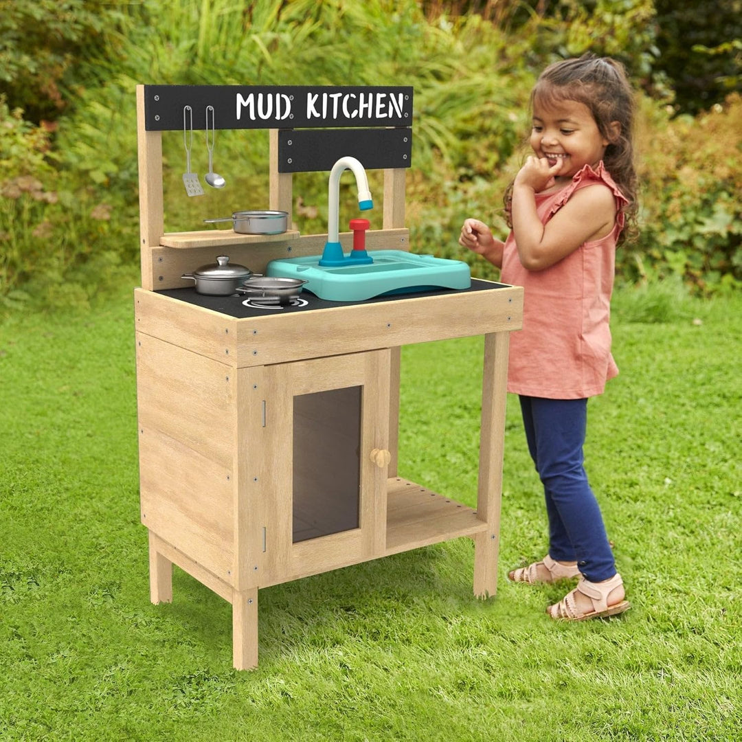 TP Toys 671 Splash & Play Früher Spass Holz | Outdoor Schlammküche | Arbeitsspüle & Wasserhahn | Für