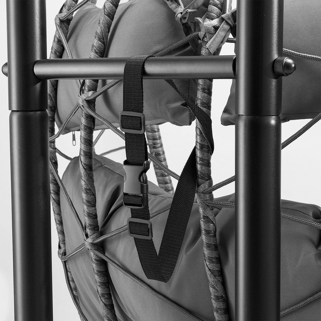 Juskys Doppelhängesessel Aria - Polyrattan Hängesessel mit Gestell & Kissen - Schaukel für Zwei Pers