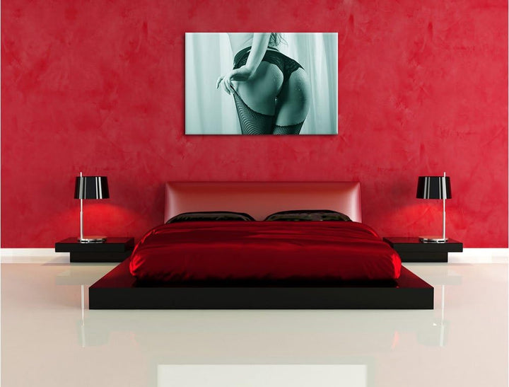 Pixxprint Frau Spitzenhöschen als Leinwandbild/Grösse: 120x80 cm/Wandbild/Kunstdruck/fertig bespannt