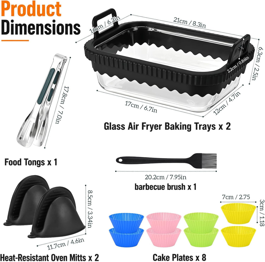 14erSet Glas Airfryer Zubehör Auflaufform Heissluftfritteuse Glas Airfryer Glasbehälter Kompatibel m