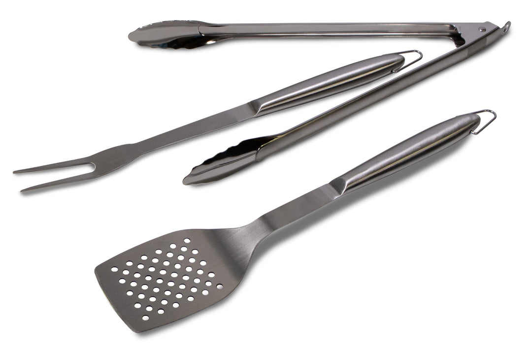 Grillbesteck 3-teilig Edelstahl - Komplettes Set für das ultimative Grillvergnügen, enthält alle not