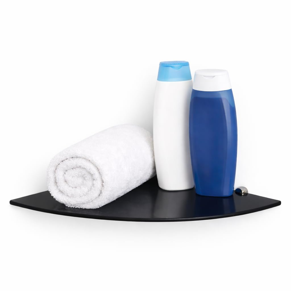 Euro Tische Glas Eckregal 45x45cm, Wandregal für Badezimmer, Duschregal Bad, Glas Badregal mit 6mm E