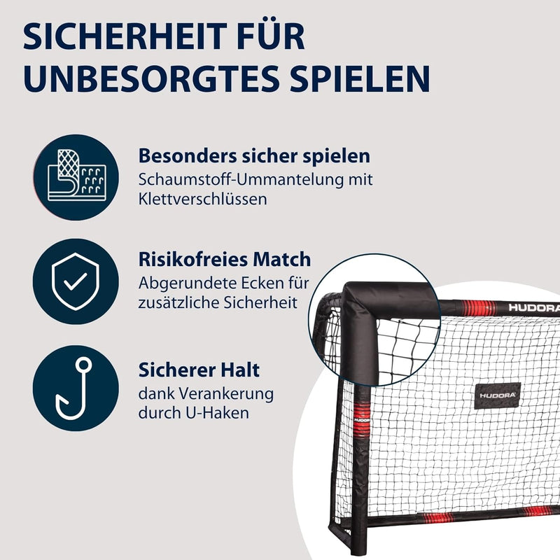 HUDORA Fussballtor Pro Tect - grosses Fussballtor für Kinder und Erwachsene - Schaumstoff ummantelte