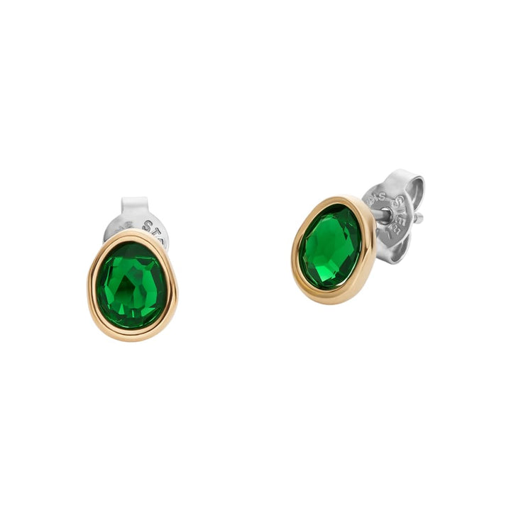 Skagen Damen Gold Ton Edelstahl oder Halbedel mit Post-Verschluss Ohrringe Blassgrün, Blassgrün