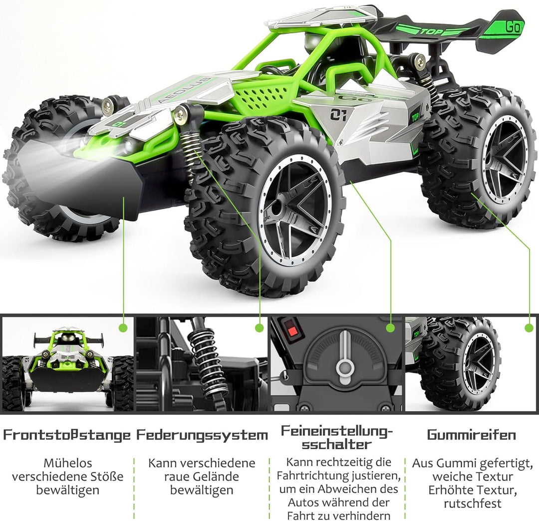 Pmgud Ferngesteuertes Auto, 2,4 GHz 1:18 Proportional 2WD 20+ km/h Hobby Offroad Monster RC Truck, w