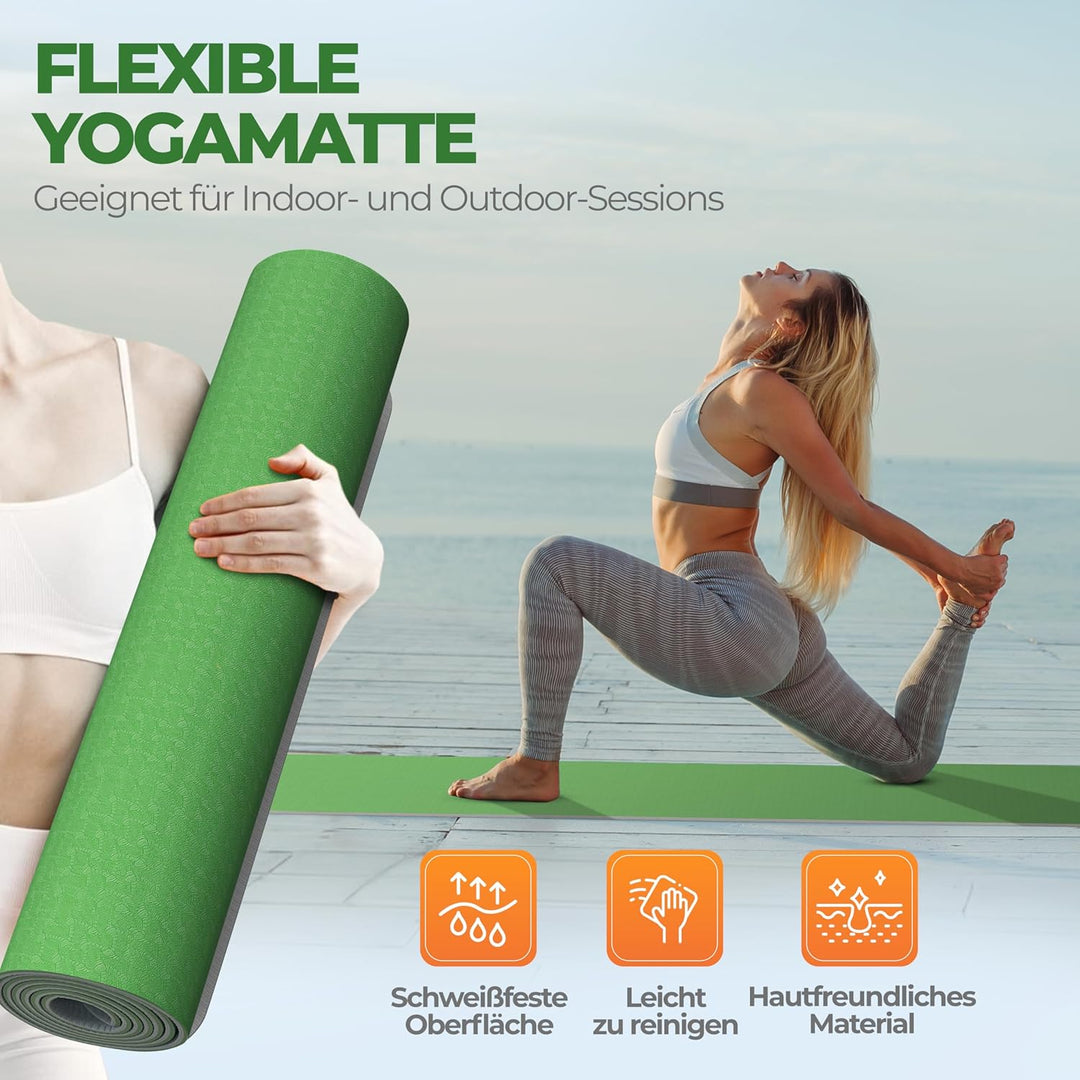 Yoga Matte Pro aus umweltfreundlichem TPE-Schaum, sehr rutschfeste, schadstofffreie, hypoallergene u