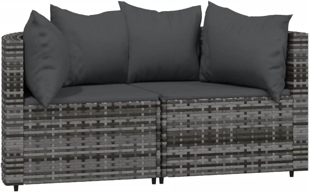 Tidyard 2 STK. Garten Ecksofa mit Kissen Gartensofa 2-Sitzer Sofa Couch Gartenmöbel Rattanmöbel für