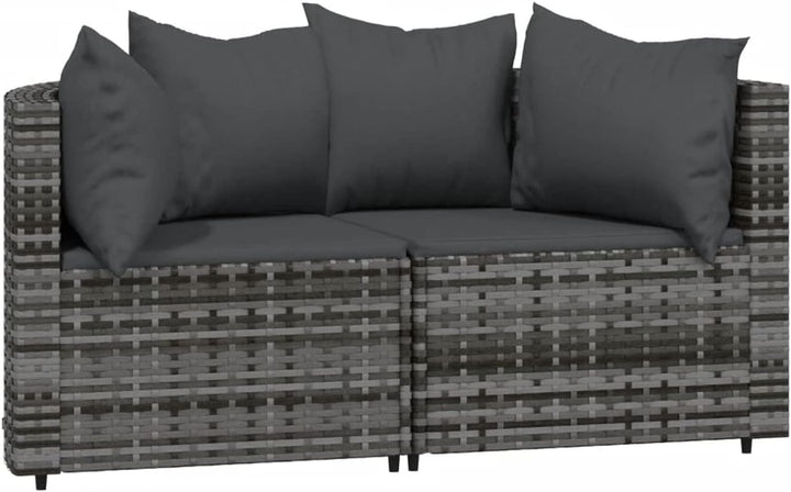 Tidyard 2 STK. Garten Ecksofa mit Kissen Gartensofa 2-Sitzer Sofa Couch Gartenmöbel Rattanmöbel für