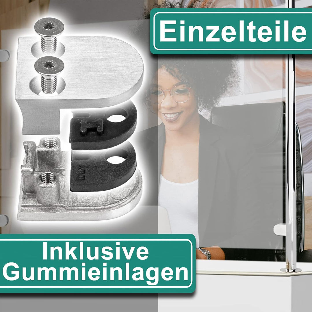 PRIOstahl Glashalter 4 Stück Glasklemmen Klemmhalter Glasplattenhalter 35 x 29 x 18 mm Anschluss: 42