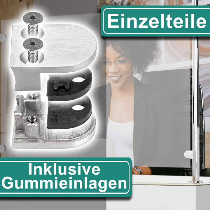 PRIOstahl Glashalter 4 Stück Glasklemmen Klemmhalter Glasplattenhalter 35 x 29 x 18 mm Anschluss: 42