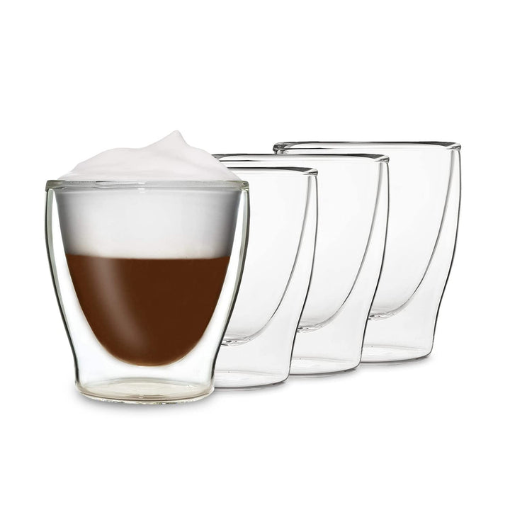 DUOS® Latte Macchiato Gläser Set 4x200ml, Doppelwandige Gläser Latte Macchiato, Doppelwandige Kaffee