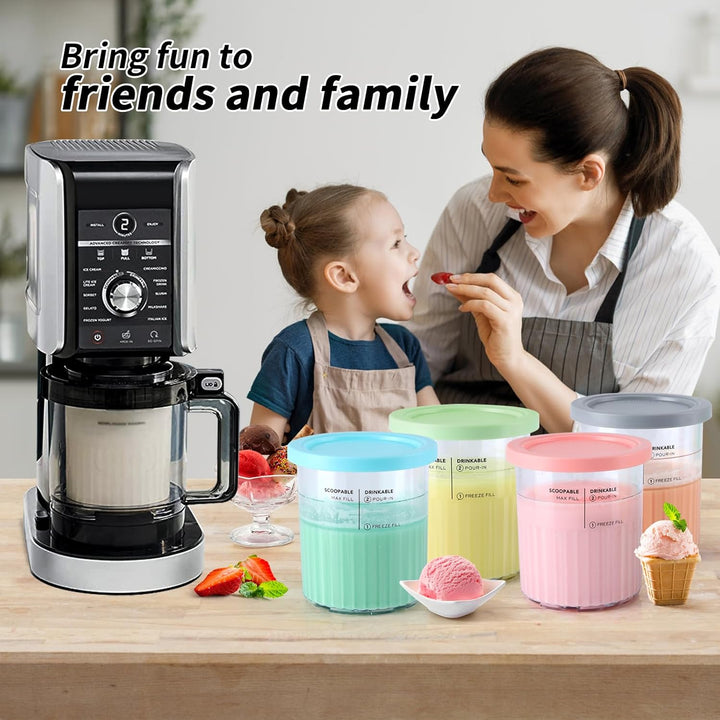 PCTTOIL 4 Stück Eiscremebehälter und Deckel kompatibel mit Ninja Creami Deluxe Ice Cream Makers NC50