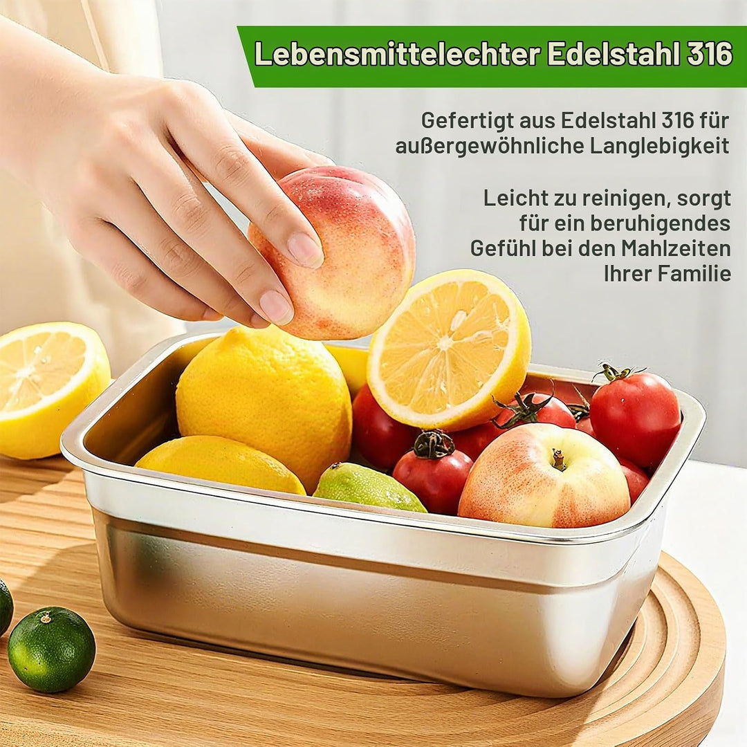 Brotdose Edelstahl, 1000ml Lunchbox aus Edelstahl Handhaben und Ersatzdichtung Auslaufsicher Brotdos