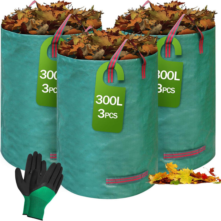 Flintronic Gartenabfallsack, Gartensäcke für Gartenabfälle 3X 300l, Grünschnittsäcke faltbar, Garten
