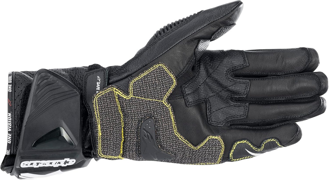 Alpinestars GP Tech V2 Handschuh Lang – Rennhandschuh mit Kevlar & Leder Schwarz M, Schwarz M
