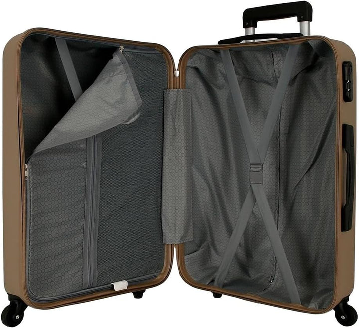 Roll Road Flex Kofferset Beige 54/64/74 cms Hartschalen ABS Kombinationsschloss 182L 4 Räder Handgep