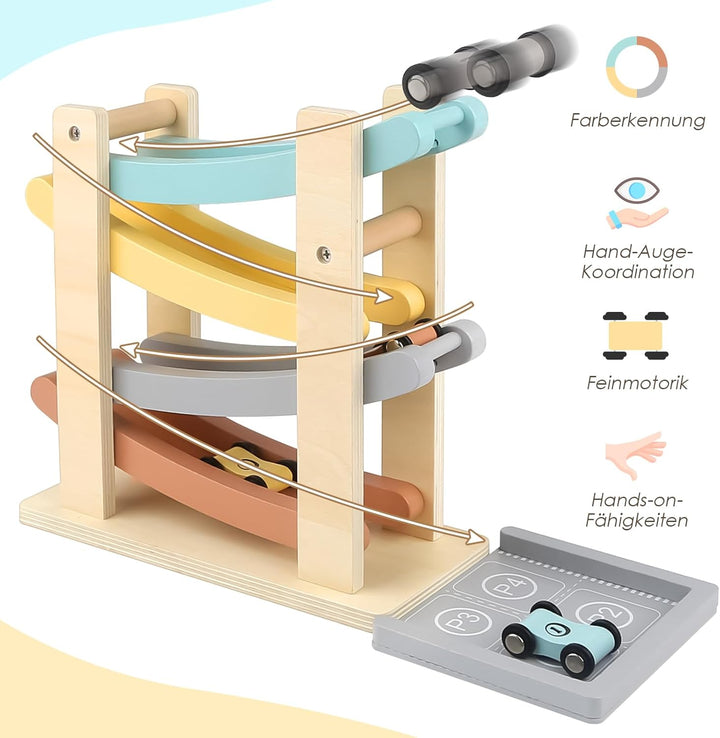 Vanplay Montessori Spielzeug ab 1 Jahr Auto Spielzeug Kugelbahn Holz ab 1 2 Jahr Holzspielzeug Gesch