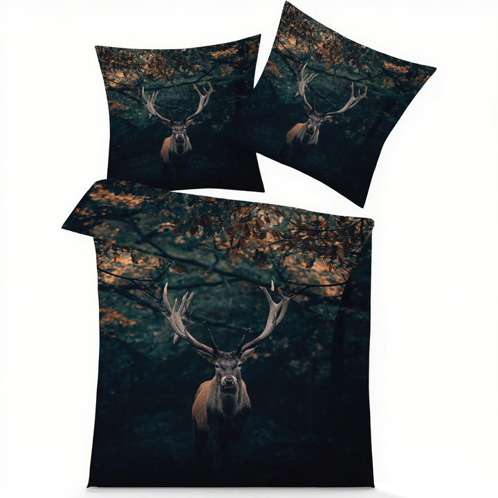 GEDAEUBA Sommer Bettwäsche 140x200 Hirsch - Waldtiere Bettbezug 140x200 2er Set, Wendebettwäsche und