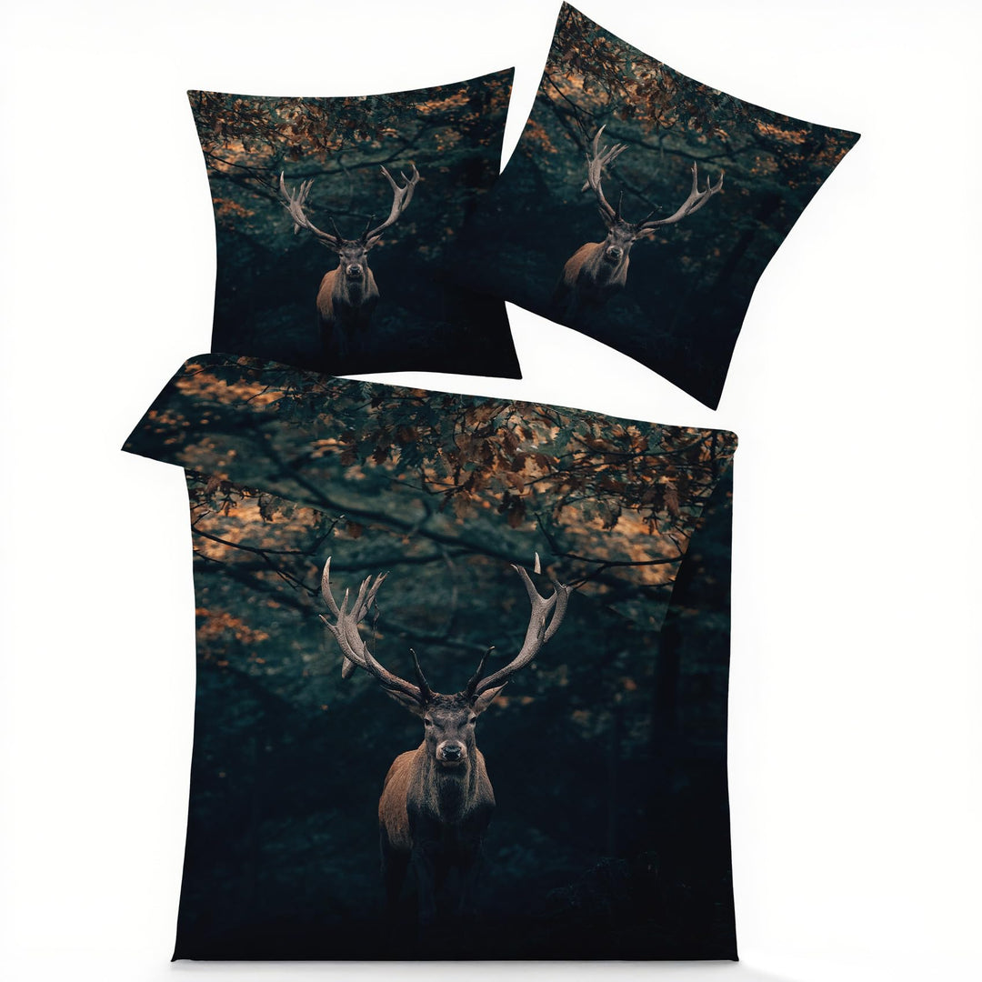 GEDAEUBA Sommer Bettwäsche 140x200 Hirsch - Waldtiere Bettbezug 140x200 2er Set, Wendebettwäsche und