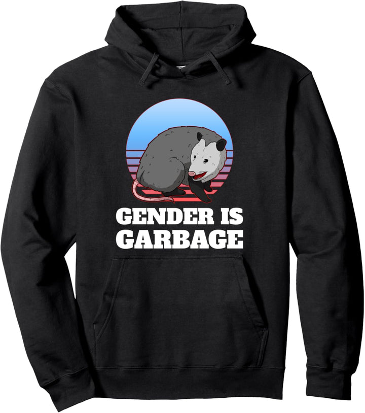 Gender Is Garbage LGBT Pride Opossum Pullover Hoodie
