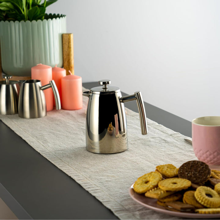 Café Stål Belmont Doppelwandiger Kaffeebereiter aus hochwertigem 18/10 Edelstahl – 3 Mokktassen, 350