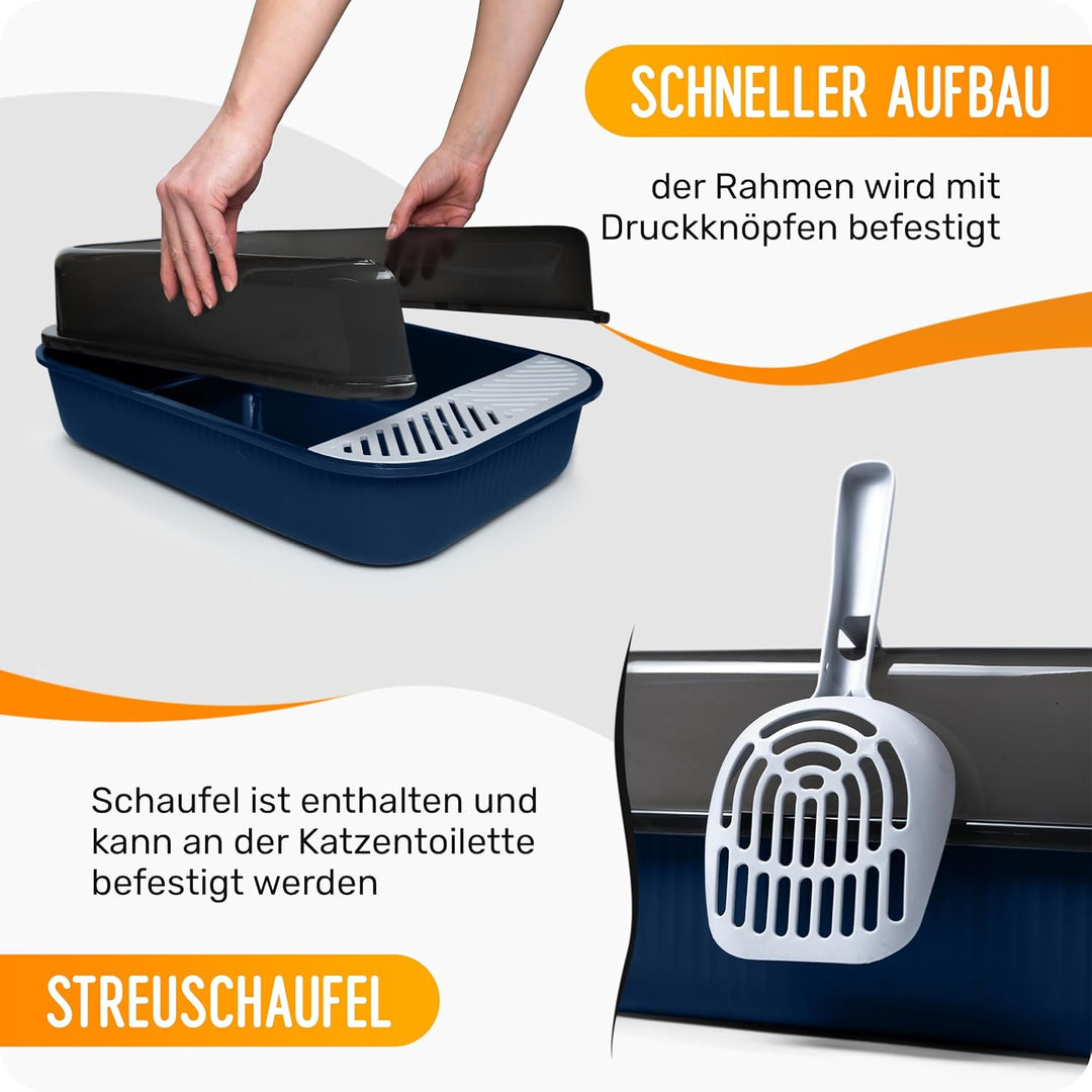 PETLIMA® | Offenes Katzenklo 50,5x34,5x18,5cm - Hoher Rand, frische Luft, Artgerecht, Katzentoilette
