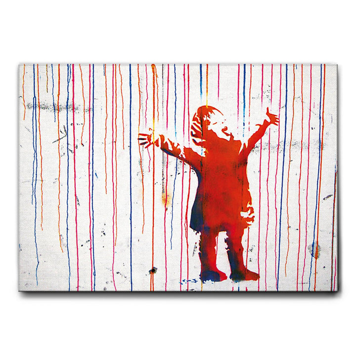 Giallobus - Bild - Druck AUF LEINWAND - Banksy - KINDERFARBE- 100 x 140 cm, 100 x 140 CM