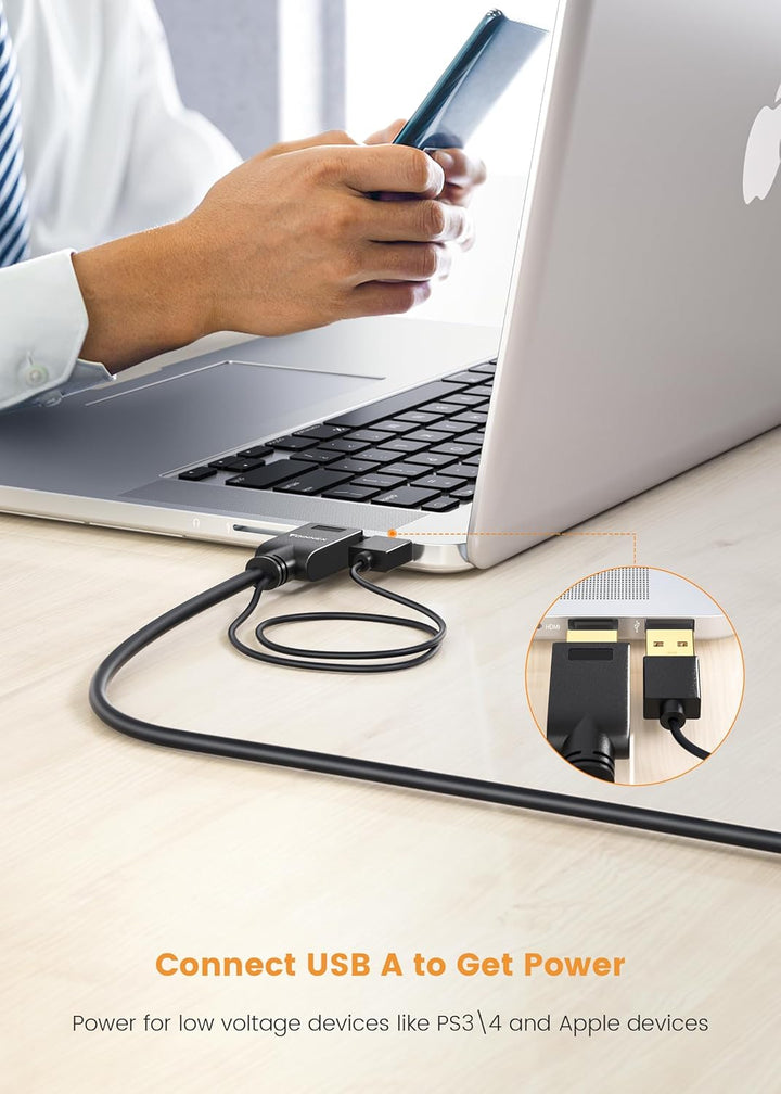 FOINNEX HDMI auf DisplayPort Kabel, 4K@60Hz HDMI zu DisplayPort Cable mit USB/Audio, HDMI in zu DP O