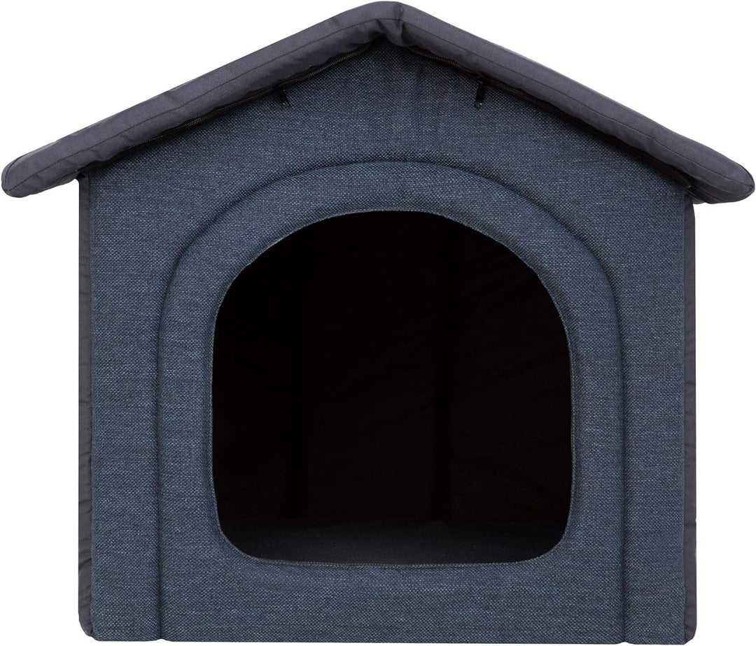 Hundehütte Hundehöhle Hundebett Hundehaus Katzenhöhle mittle M - 44x38 cm Navy blau M - 44x38x45 cm
