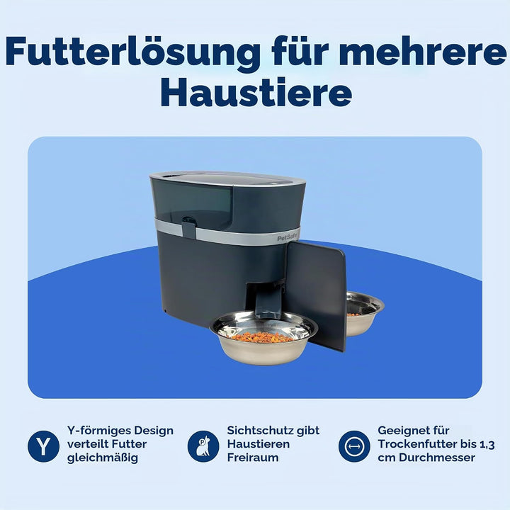 PetSafe 2 Tierfutterteiler mit nur einem Napf, Futterautomat für zwei Hunde oder Katzen, BPA-freier