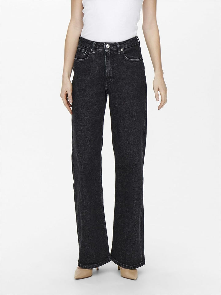 ONLY Female Weit geschnitten ONLJuicy Wide High Waist Jeans 26W / 32L Black Denim, 26W / 32L Black D