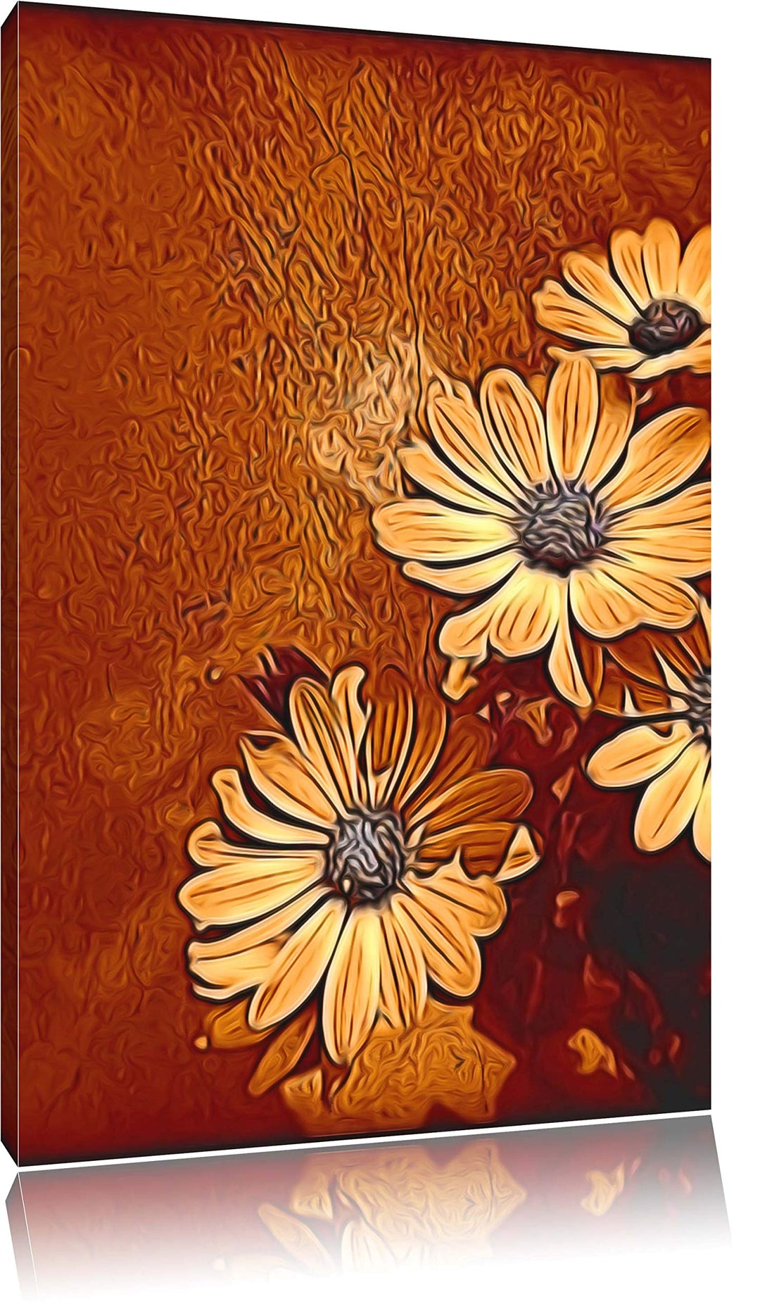 kleine Margareten an Hauswand Deluxe Format: 100x70 cm auf Leinwand, XXL riesige Bilder fertig gerah