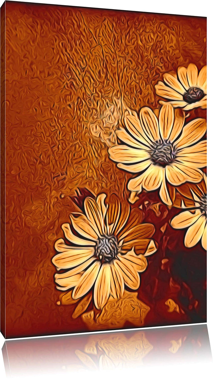 kleine Margareten an Hauswand Deluxe Format: 100x70 cm auf Leinwand, XXL riesige Bilder fertig gerah