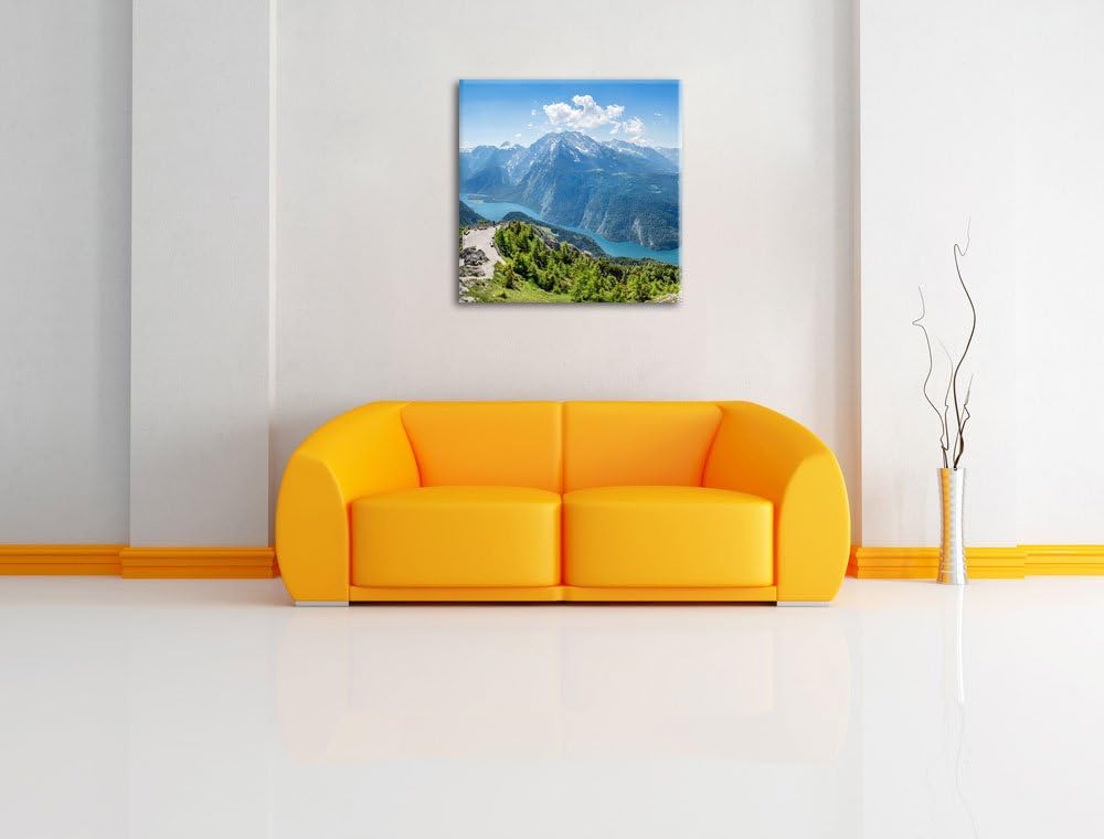 Pixxprint Königssee in Bayern als Leinwandbild Quadratisch/Grösse: 70x70 / Wandbild/Kunstdruck/ferti